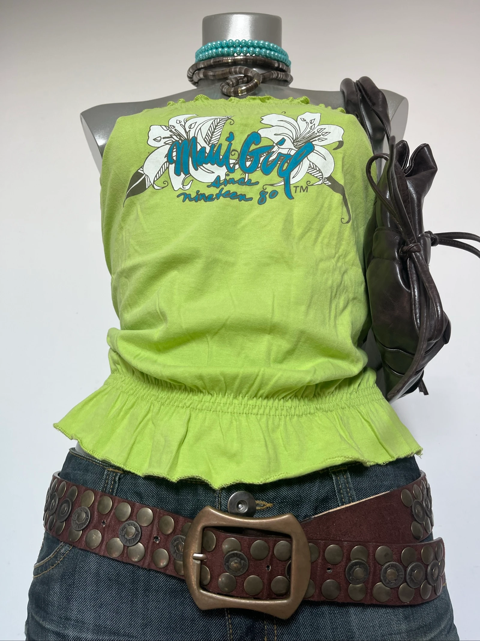 Top de tirantes con hombros descubiertos, estilo bustier Y2K💚2000s, blusa vintage – photo 2